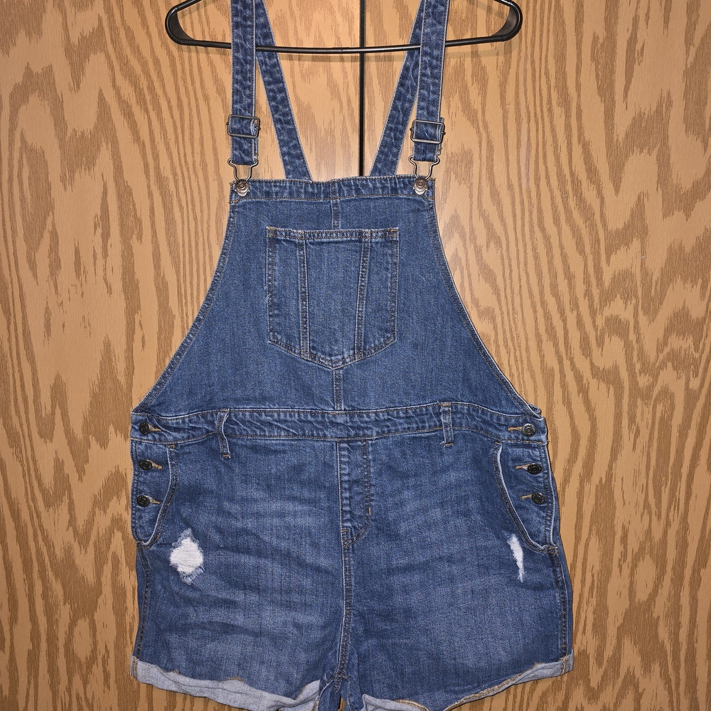 Womens Old Navy Distressed Shortalls XL